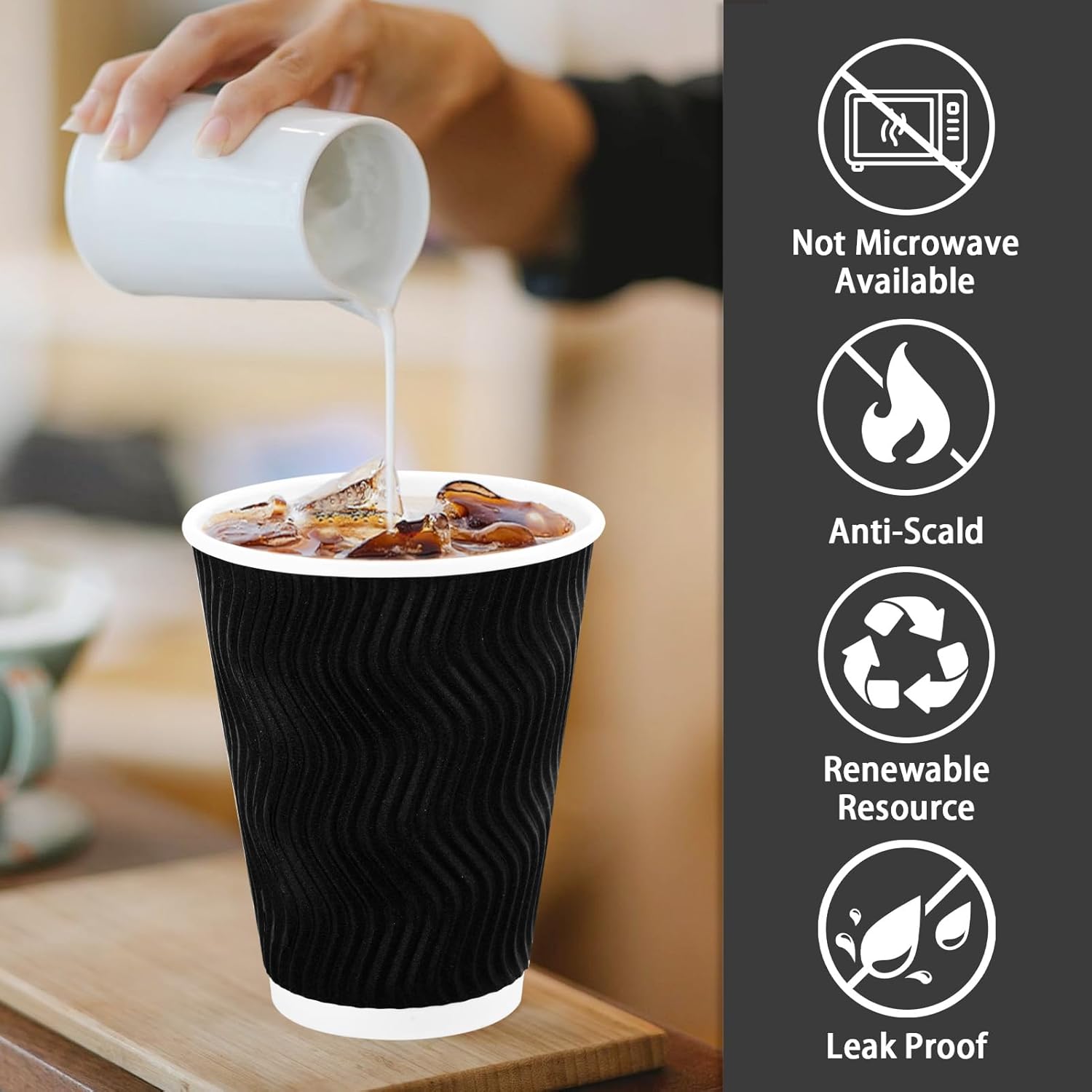 Lamosi Disposable Coffee Cups 12 oz 100 Pack, Paper Coffee Cups 12 oz 