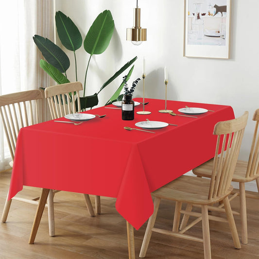 QIKSION Red Plastic Table Cloth Disposable 2 Pack, 54 x 108 Inch Tablecloths for Valentines, Mothers Day, Birthday Party, Christmas Decorations, Rectangle Table Cover
