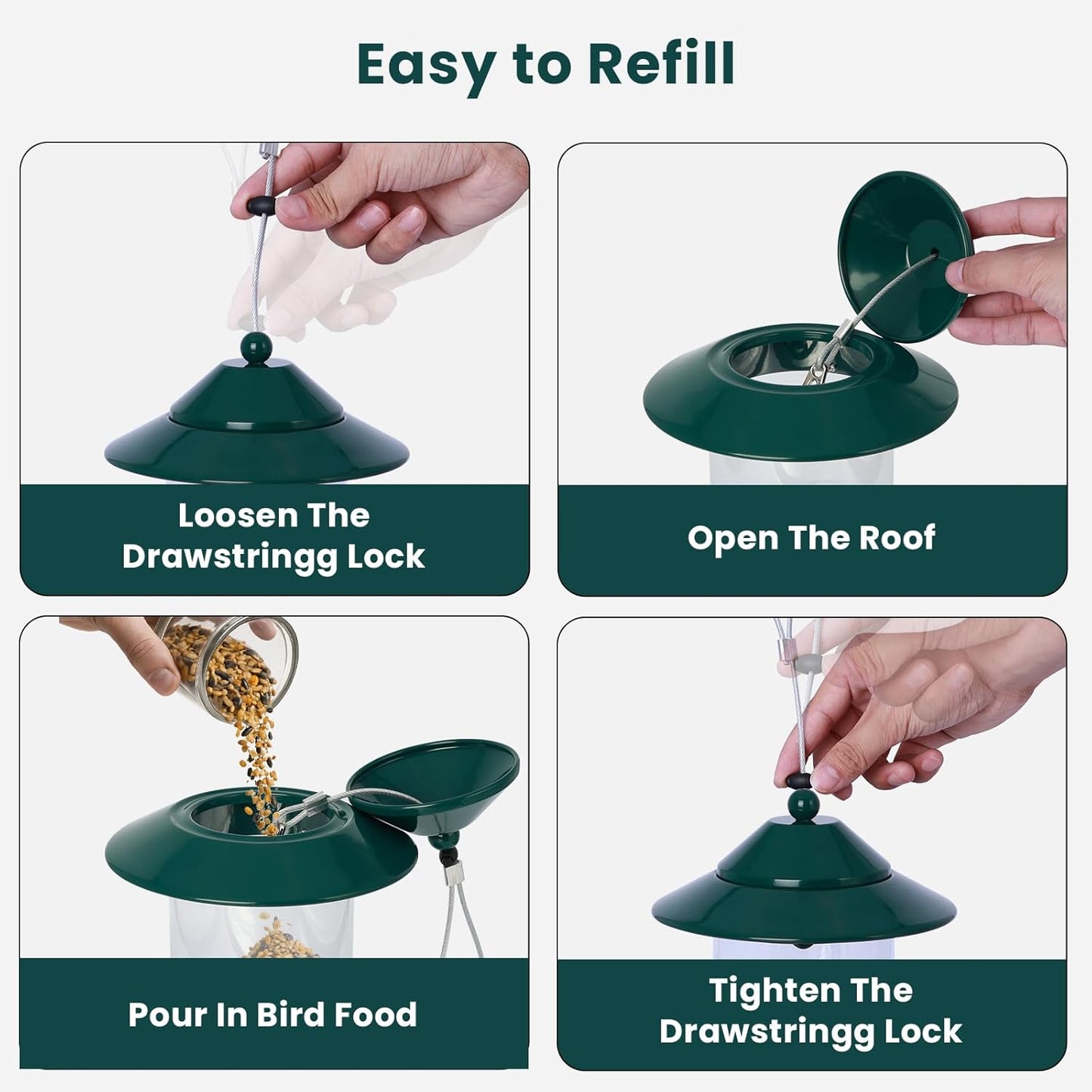 Metal Bird Feeder for Outdoors – 2.4LB Hanging Bird Feeder with 360-de