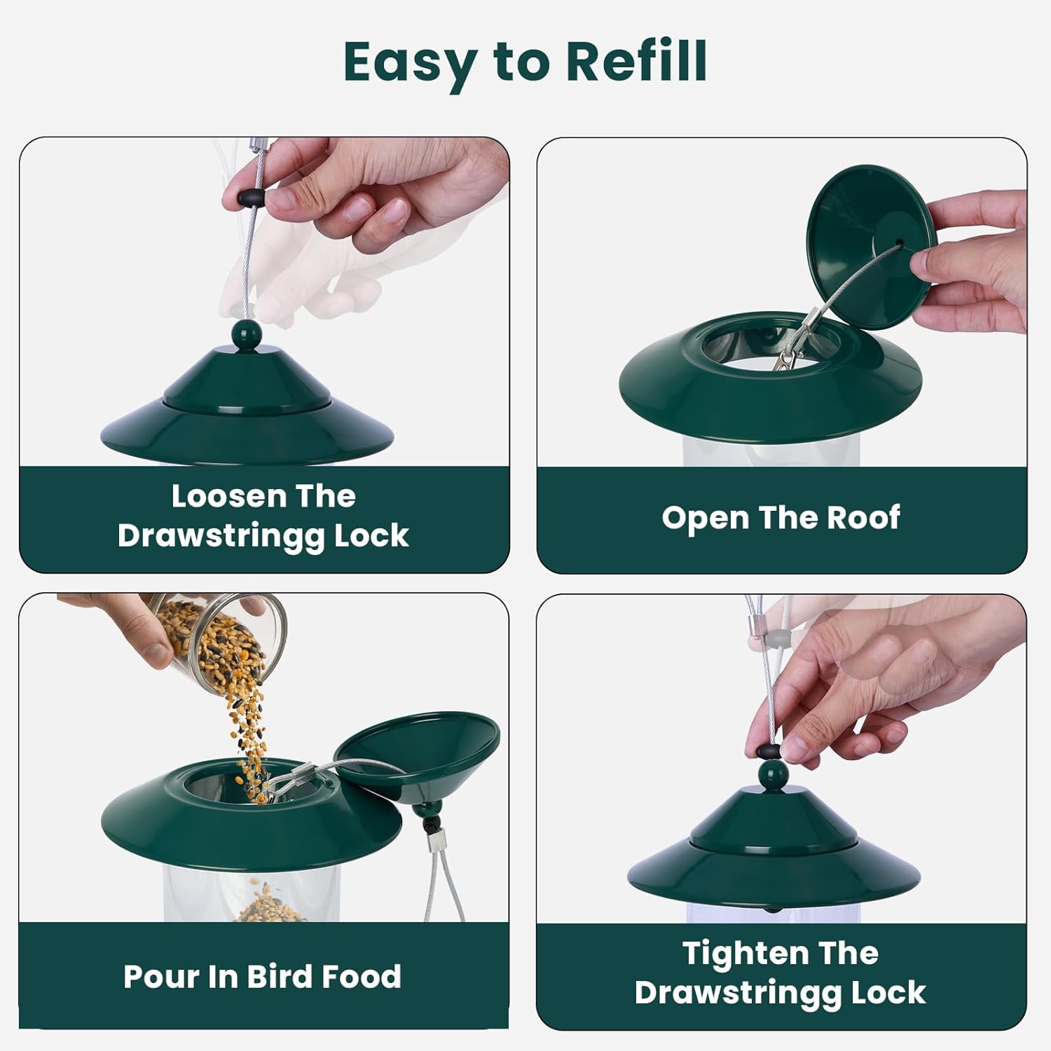 Metal Bird Feeder for Outdoors – 2.4LB Hanging Bird Feeder with 360-de