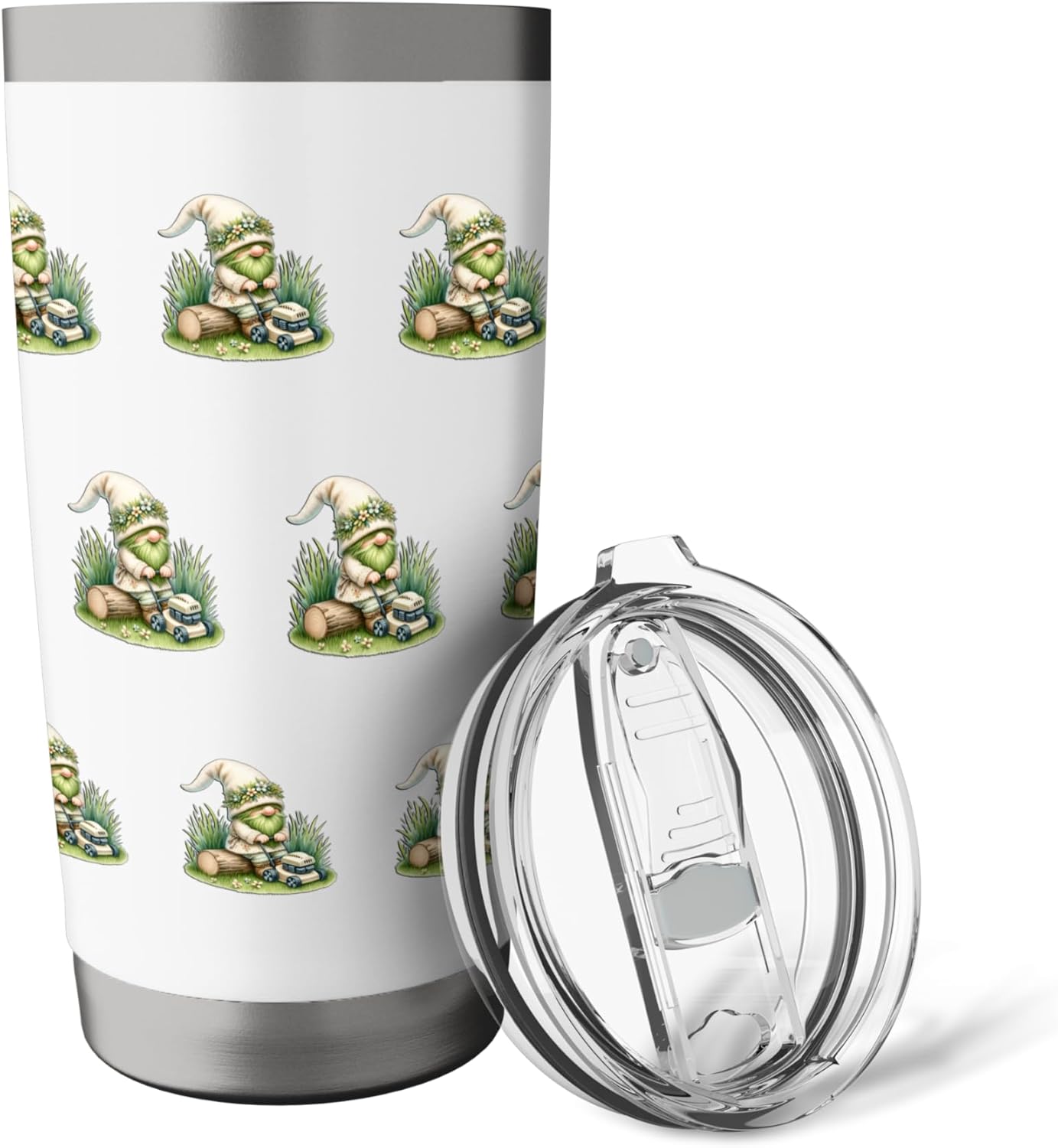 Green Spring Gnome Grandpa For Lawn Mower And Lawn Care Dad Stainless Steel Insulated Tumbler