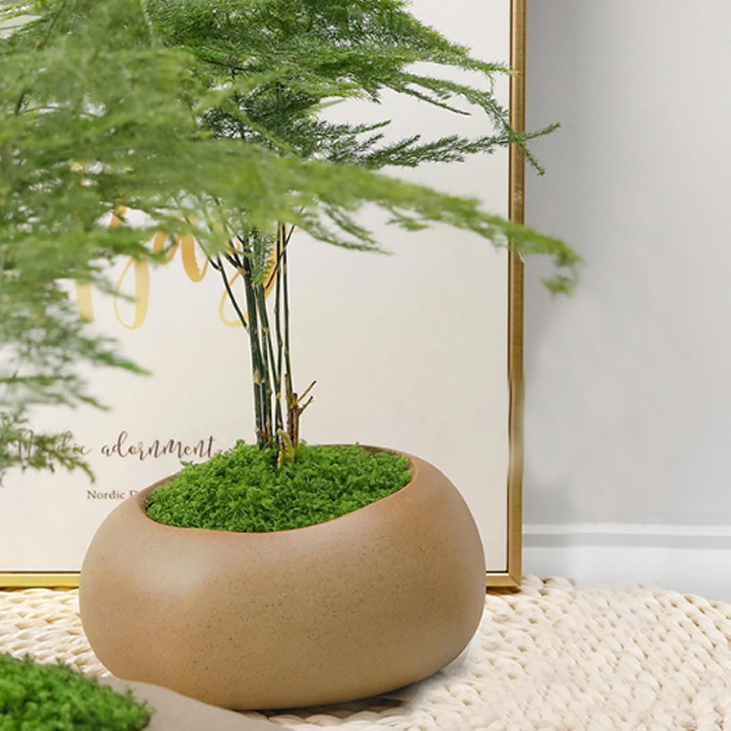 Fake Moss, 50g Plastic Artificial Moss Realistic Looking Faux Moss Nutural Fake Green Lichen Plants for Plant Pot Garden Patio Decoration, Light Green, Artificial Plants