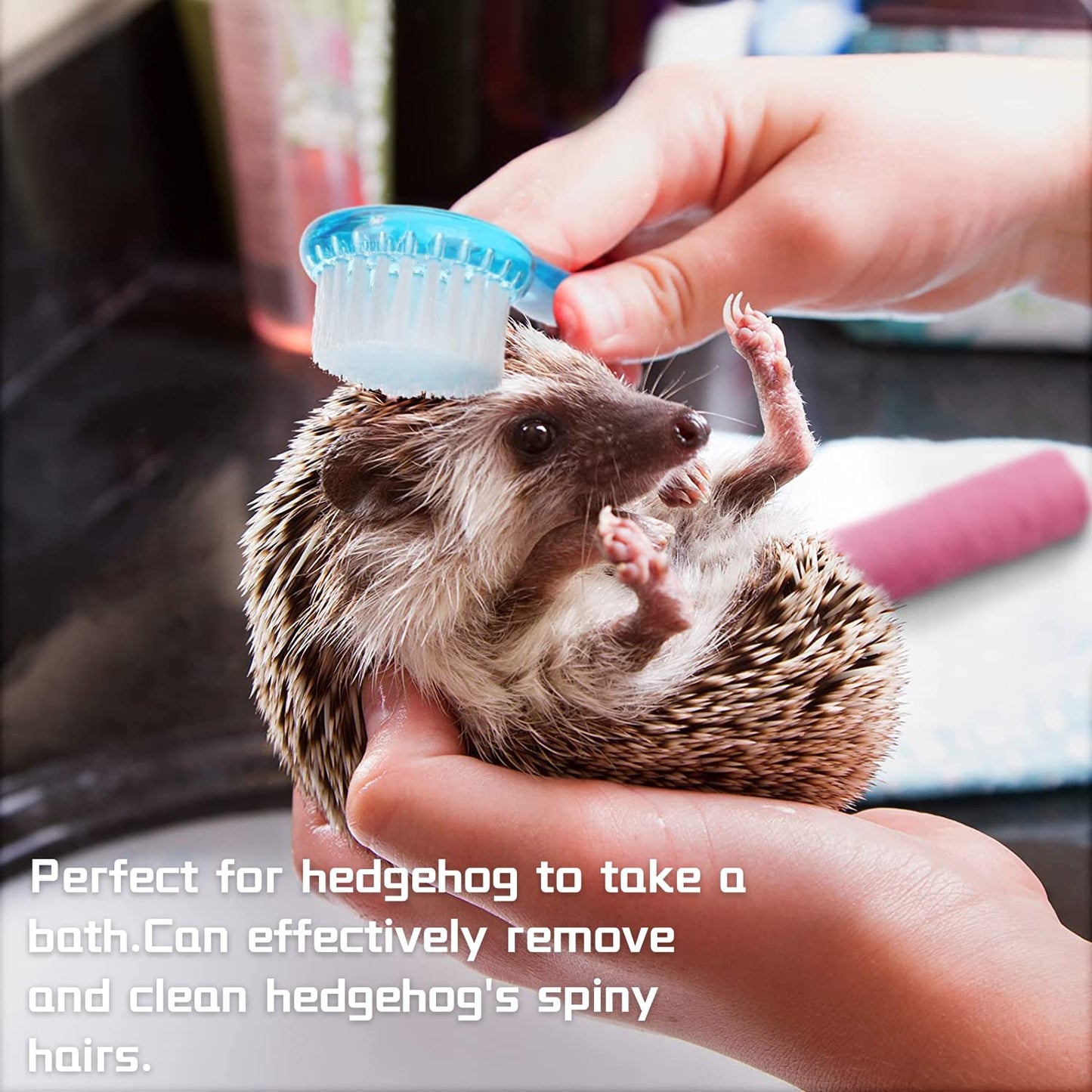 4 Pack Hamster Brush - Small Animal Bath Brush with Lid Soft Cleansing
