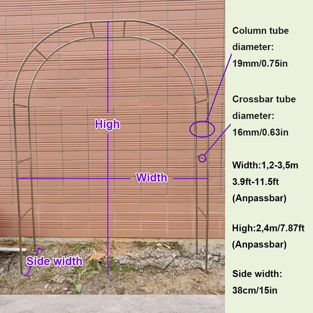 Heavy Duty Stainless Steel Garden Arbor Archway for Climbing Roses & Plants, Outdoor Trellis Pergola Support, Durable 3x2.4m (9.8x7.9ft) Garden Feature