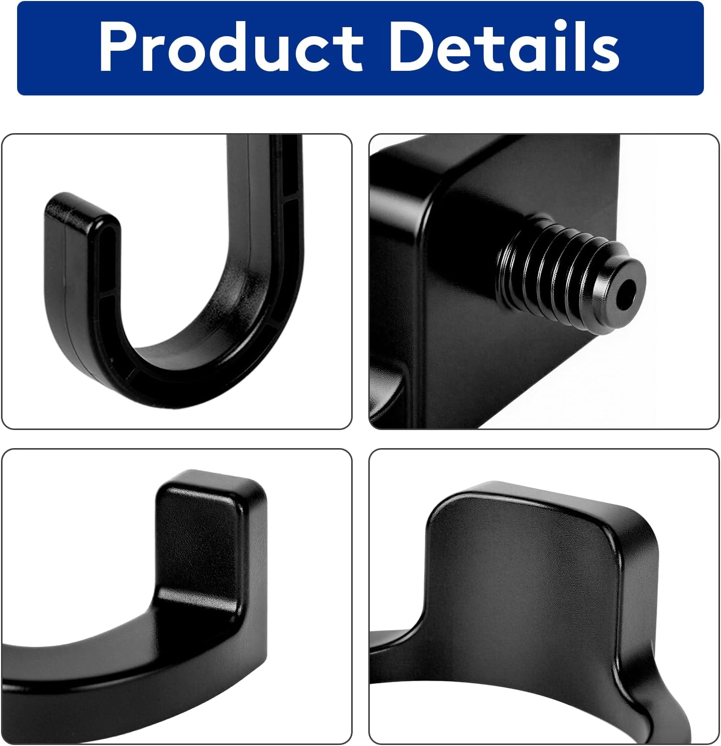 6 Pcs ABS Storage Shed Tool Hooks, Heavy Duty Shed Accessories & Hooks - Compatible with Suncast & Craftsman Sheds, Black J/U/V Shape for Organizing Garden Tools and Hoses in Outdoor Sheds