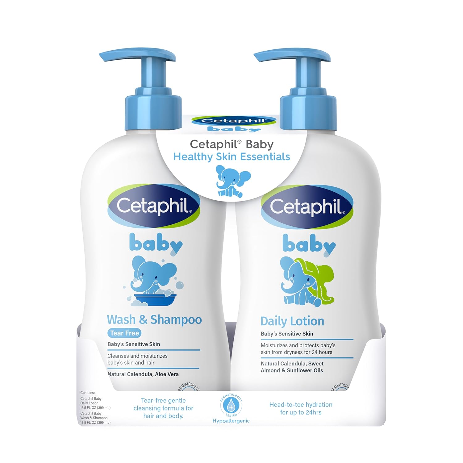 Cetaphil Baby Wash & Shampoo Plus Body Lotion, Healthy Skin Essentials