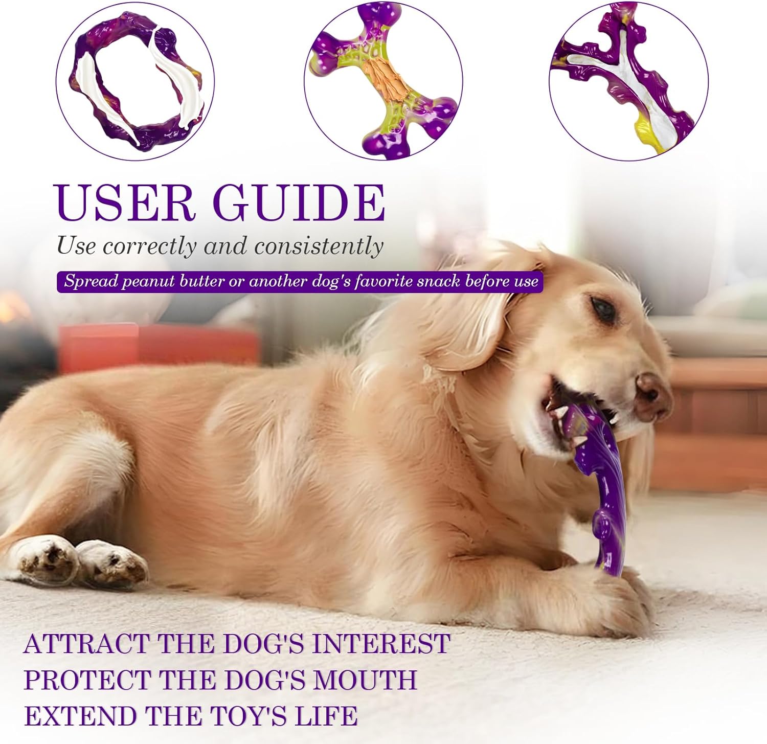 Tough Dog Toys for Aggressive Chewers 3 Pack, Indestructible Dog Toy f