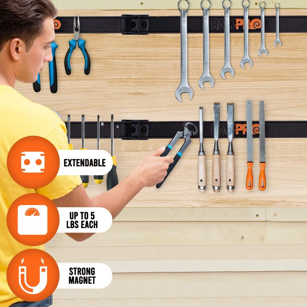 12" Magnetic Tool Holder Strip - A Tool Magnet Bar for Garage Organiza