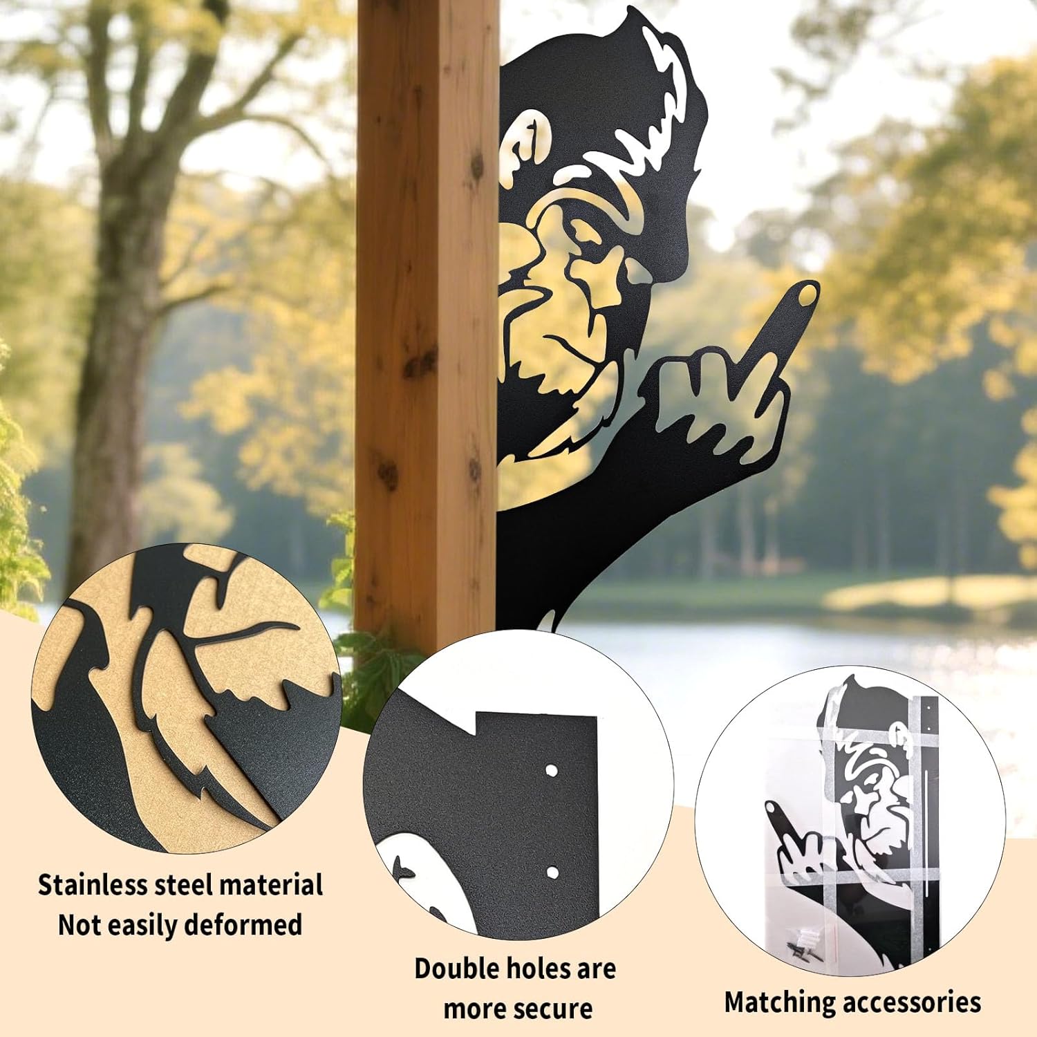 Peaking a Boo Flipping Off Bigfoot Animal Metal Sign Art Ornament, Mid