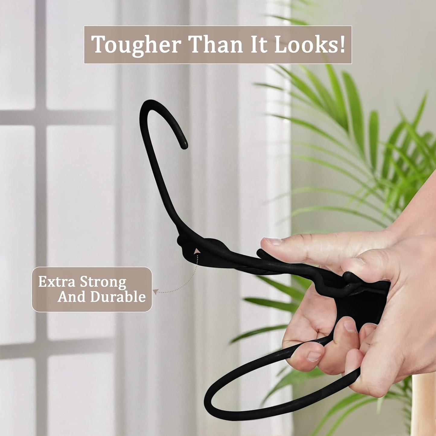 Utopia Home Plastic Hangers 50 Pack, Space-Saving Clothes Hangers with Non-Slip Shoulder Grooves for Strappy Clothes, Ideal for Home Closet Organization and Warddrobe Solutions (Black)