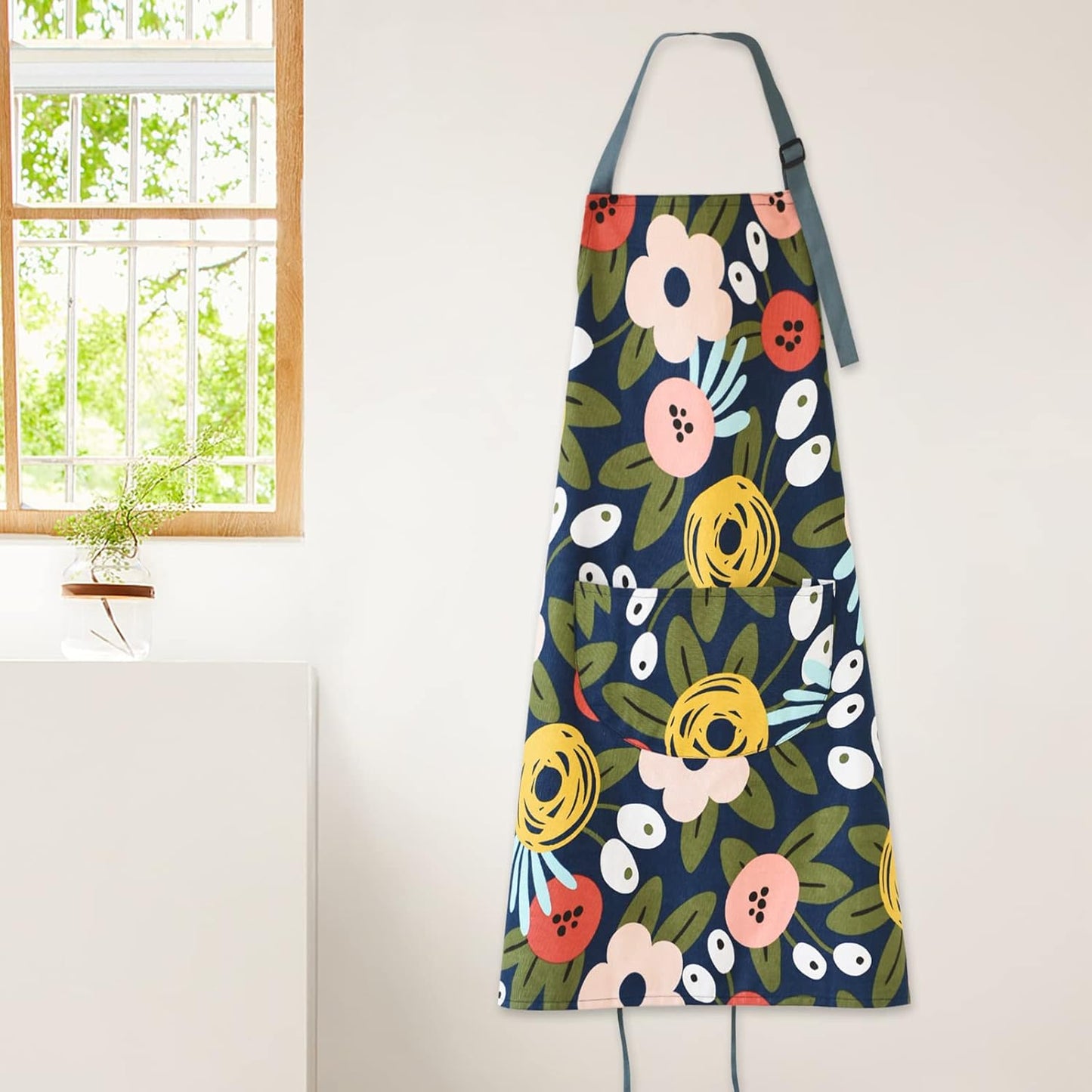 2 Pack Floral Apron for Women with Pockets, Adjustable Cotton Chef Apr