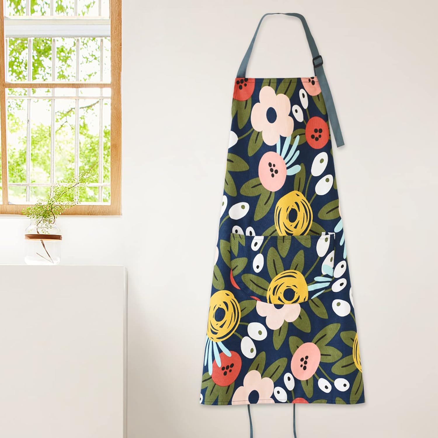 2 Pack Floral Apron for Women with Pockets, Adjustable Cotton Chef Apr