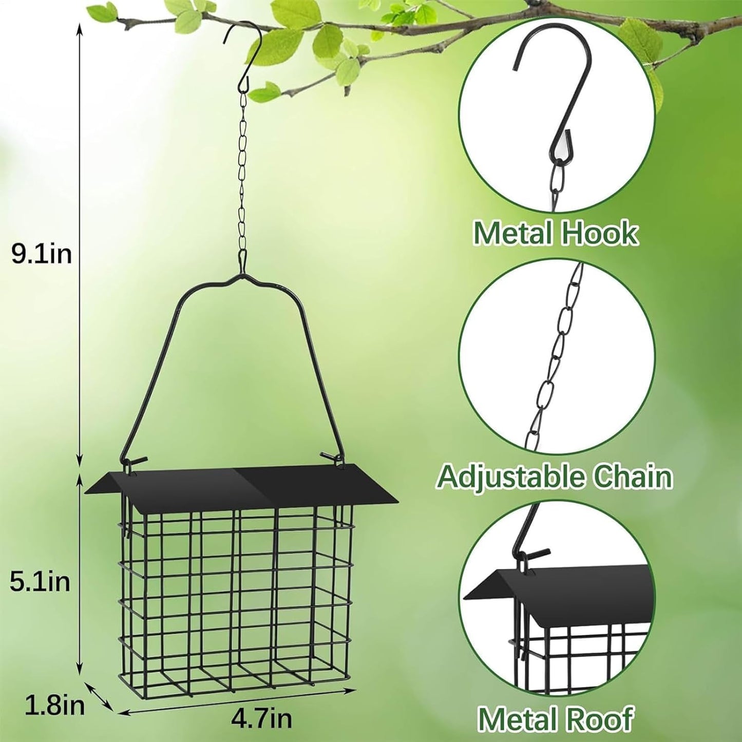 Bird Feeder | Metal Food Holder for Hummingbird | Waterproof Bird Food Holder,for Garden Backyard Balcony Apartment Fence Porch Patio Outdoor