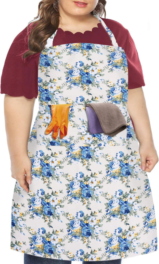 LOLOMLO Oversize Canvas Cotton Apron, Extra Large Aprons with Long Str
