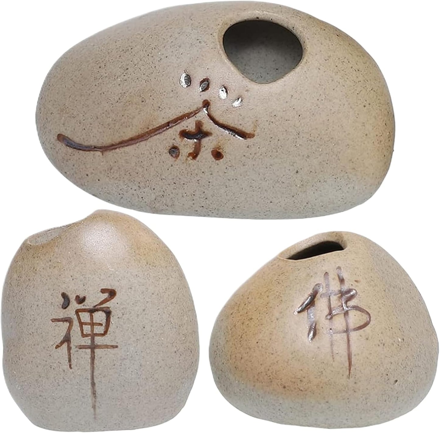 Mini Pots, Mini Planter 3Pcs Chinese Character Flower Pots Zen Stone-L
