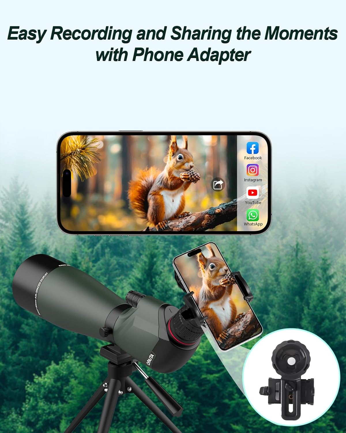 25-75X80 Spotting Scope for Shooting Hunting - Spotter Scopes with Tripod Phone Adapter Waterproof HD Scope for Target Shooting Bird Watching - Gifts for Men