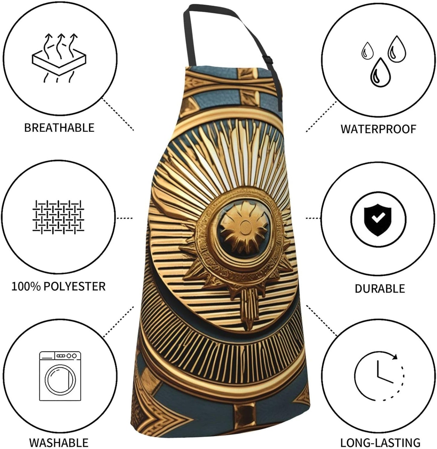 Sun Old Egyptian Timeless Grace print Waterproof chef's apron with pocket apron for kitchen cooking baking barbecue and gardening
