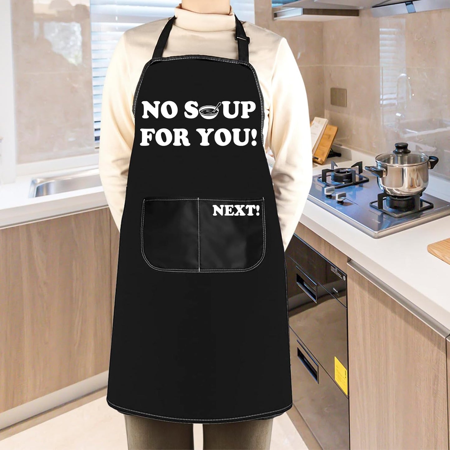 WCGXKO Chef Kitchen Apron No Soup for You Kitchen Cooking 90s TV Show Gift for Comedy Show Fans