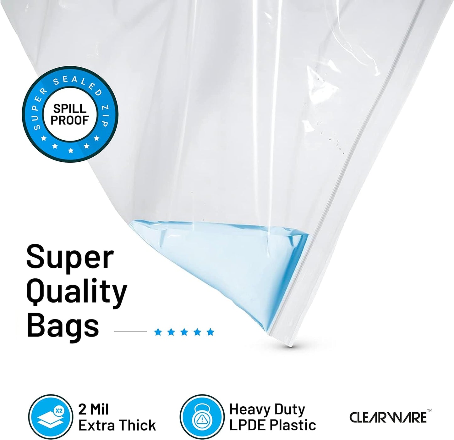 12 Large Storage Bags With Zipper Top - 3 Gallon Size, 16" x 18", Extra Large Plastic for Clothes, Travel, Moving, Large Reusable freezer bags, BPA-Free, 2-mil Thick