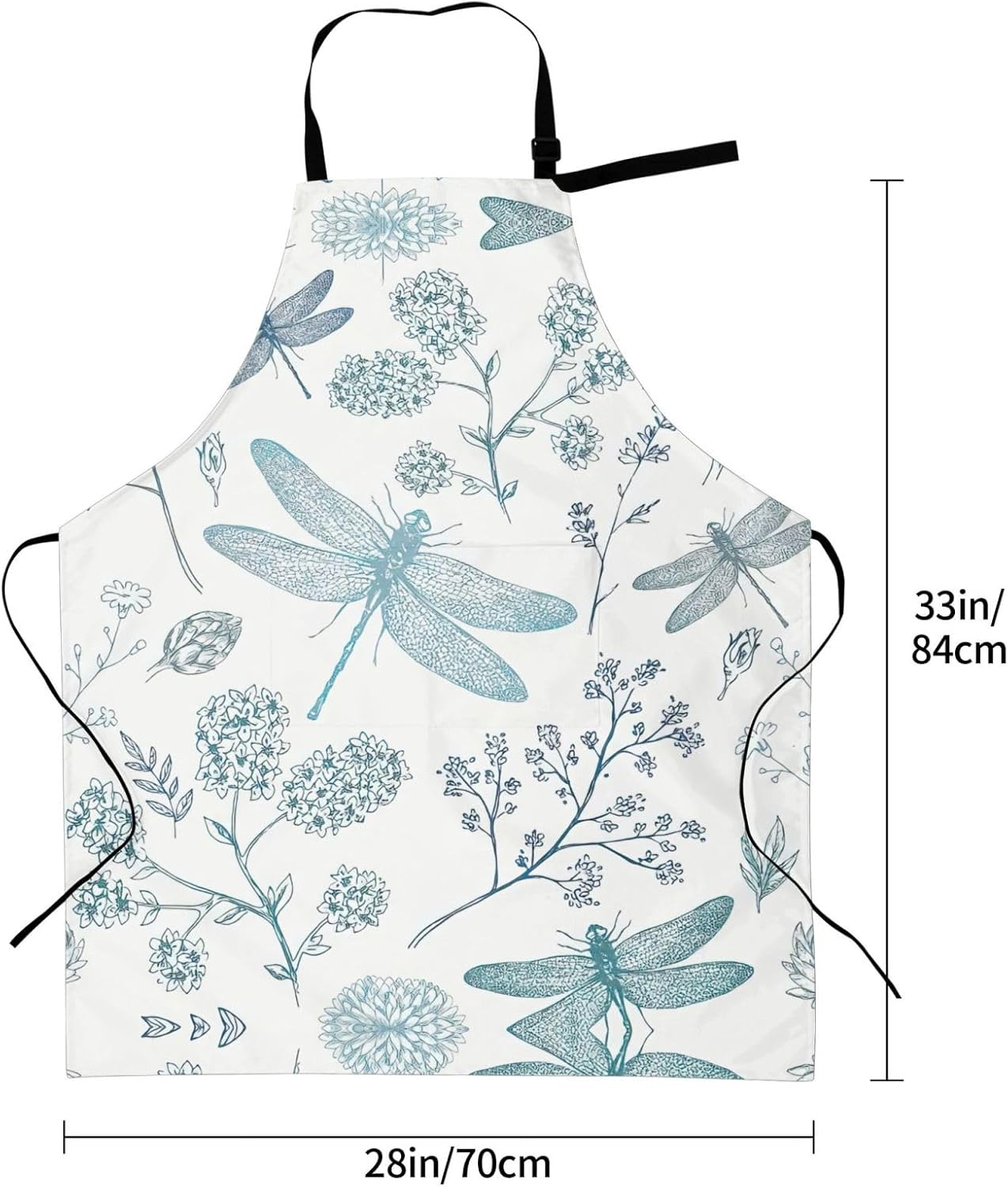 Dragonfly print Waterproof apron with pocket adjustable cooking apron for adult kitchen bibs to bake