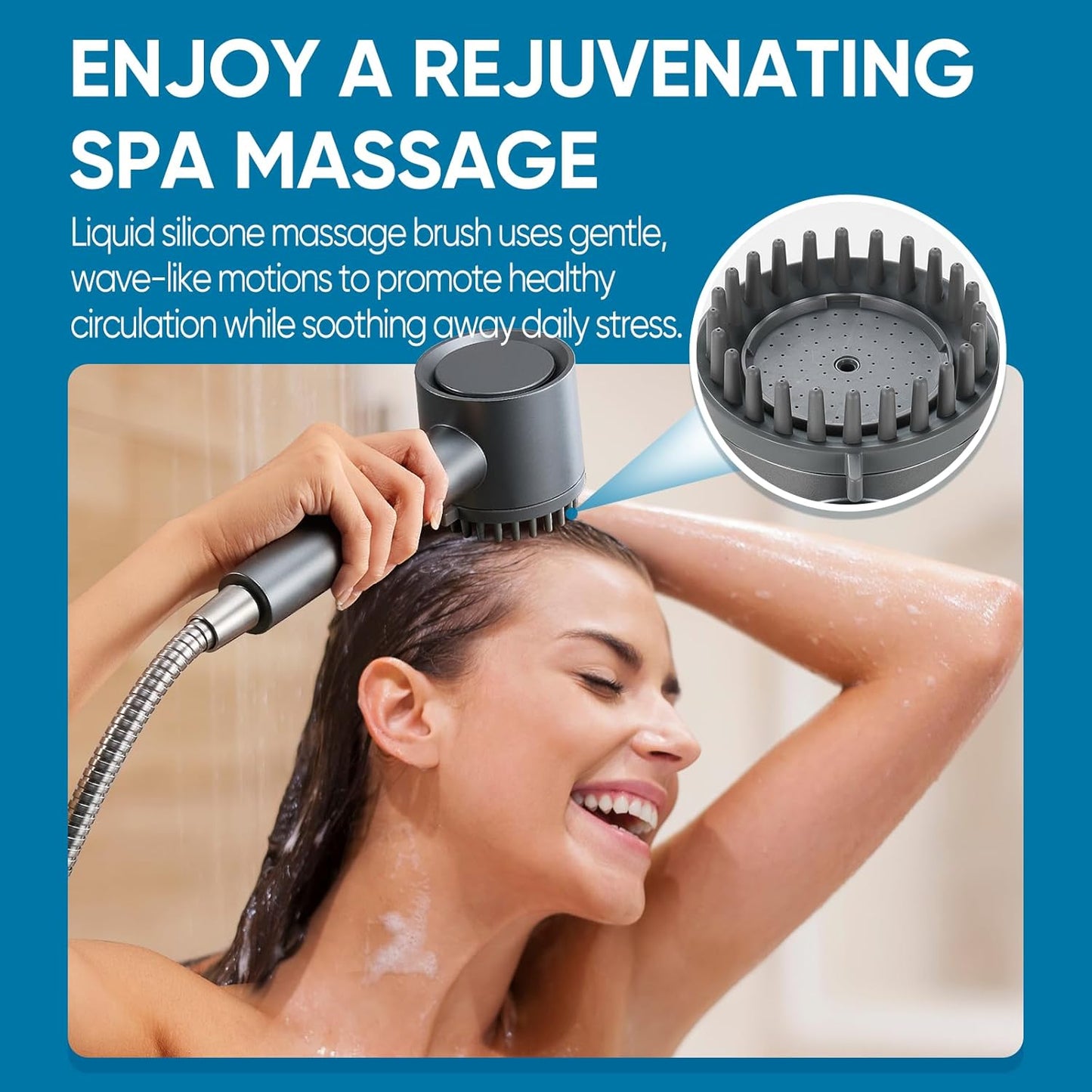 Cobbe Ion Drops Filtered Shower Head with Handheld, High Pressure 4+1 Spray Mode Showerhead with Filters, Built-in Power Wash for Hard Water - Remove Chlorine - Reduces Dry Itchy Skin, Luxury Gray