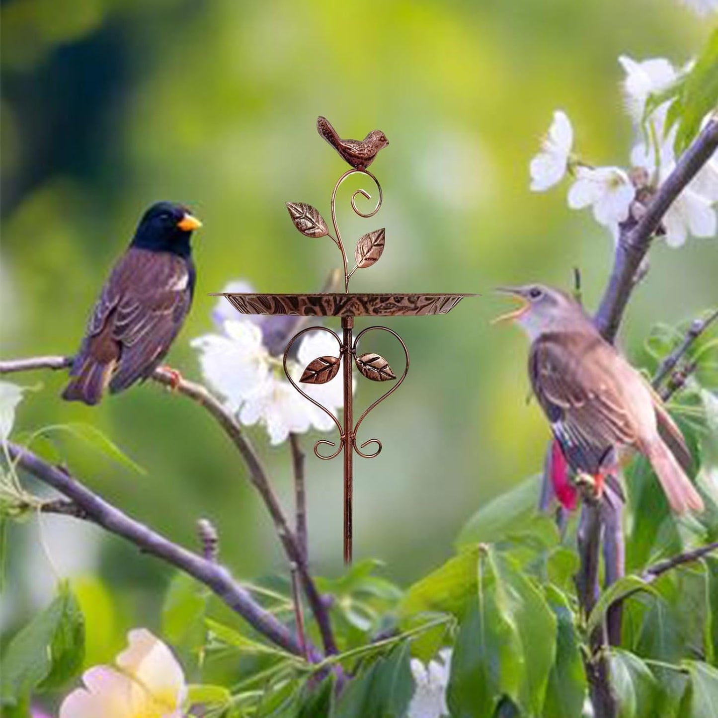 Elegant Wrought Iron Outdoor Bird Feeders Rusts Garden Multifunctional