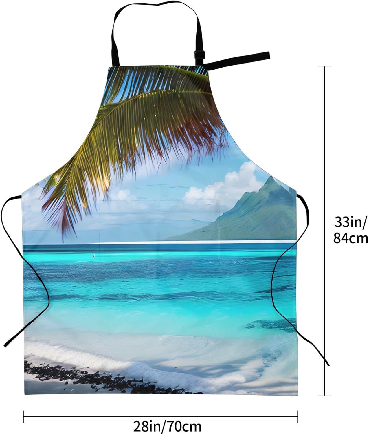 YANYU Tahiti Beach Print 28x33 In Kitchen Apron Stylish Chef Apron with Pockets for Cooking Baking Painting