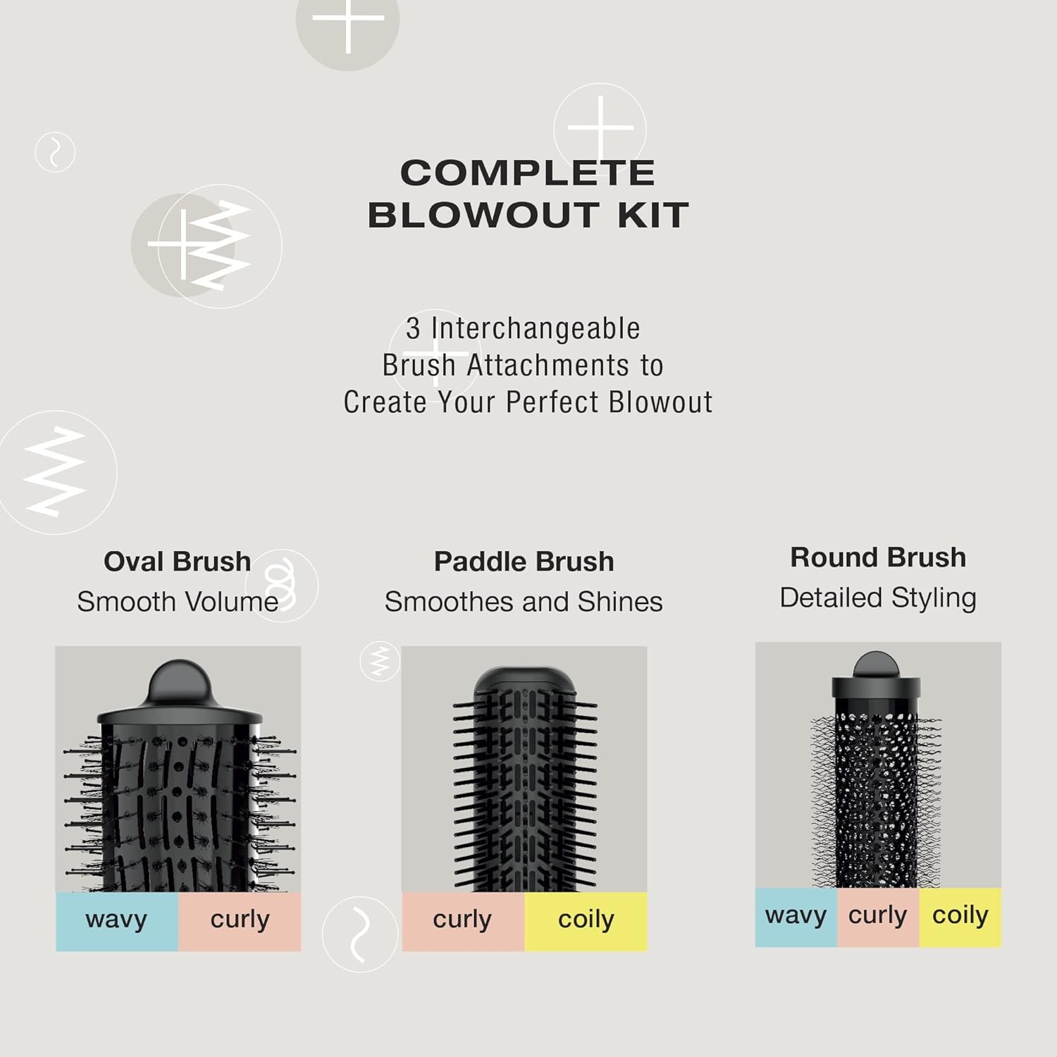 Conair The Curl Collective 3-in-1 Blowout Kit, 3 Interchangeable Brush
