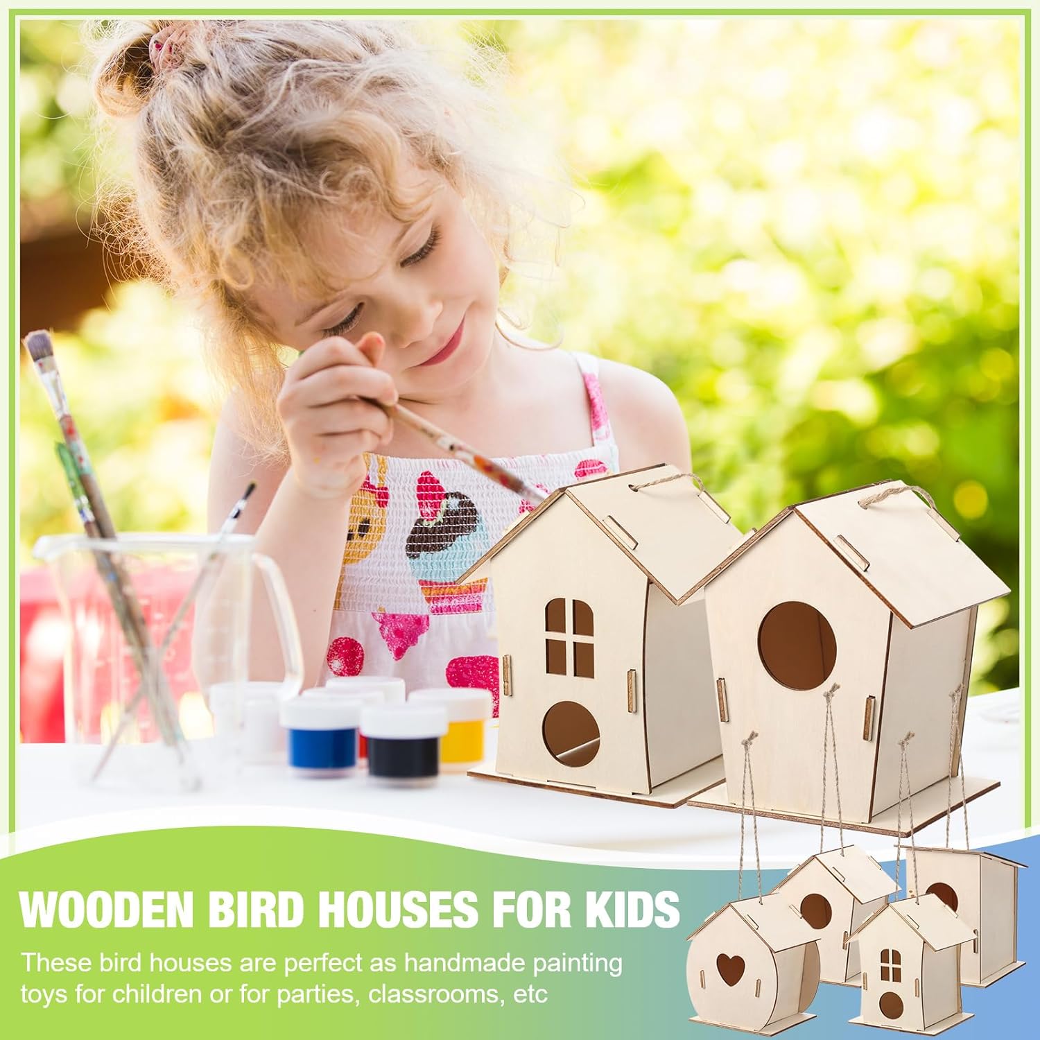 DoubleFill 12 Pcs Bulk Wooden Bird Houses Kits for Kids DIY Crafts and