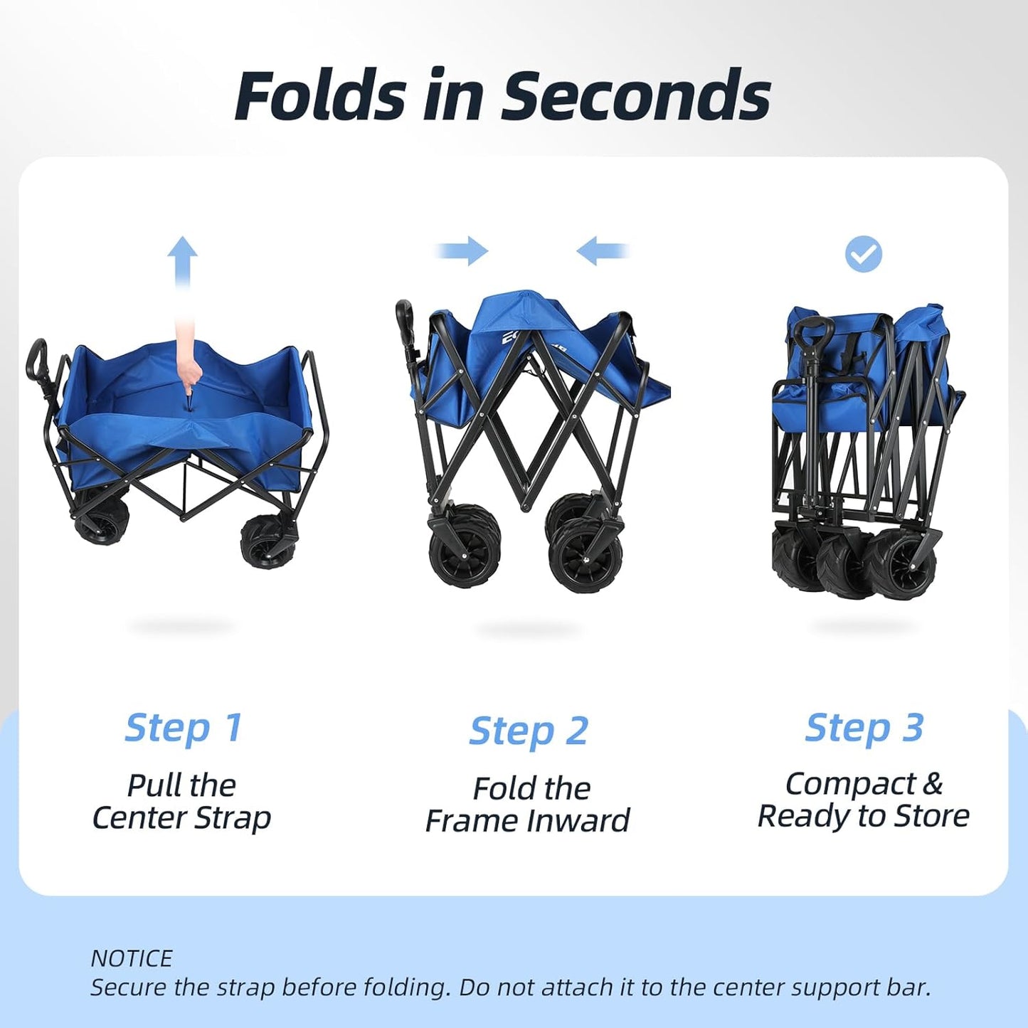 EchoSmile Heavy Duty 350 Lbs Capacity Collapsible Wagon, Outdoor Foldi