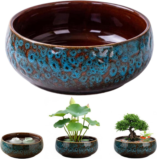 Ceramic Water Lotus Bowl, Decorative Lotus Bowl Planter Dual Use Tea W