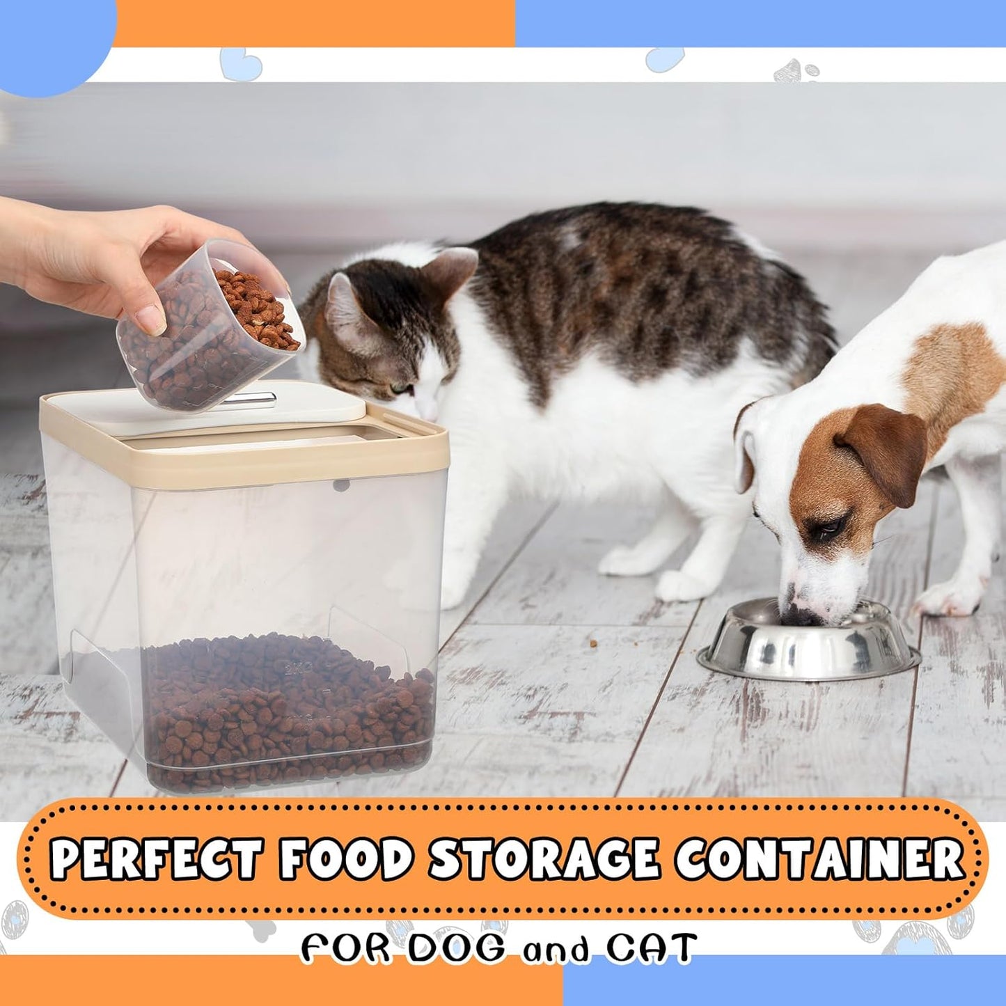 2 Pack 30 Lbs Airtight Dog Food Storage Container with 2 Scoops, Clear