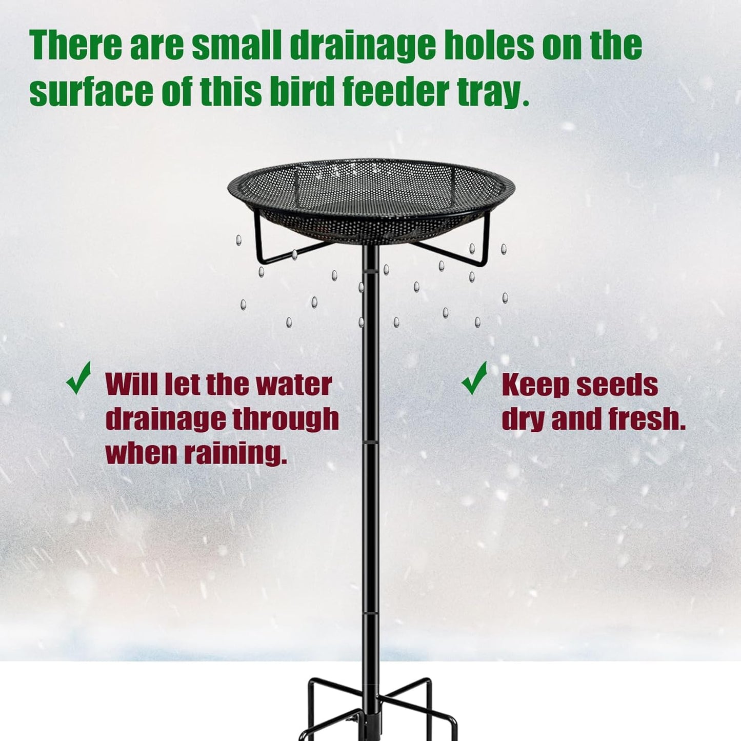 Standing Bird Feeder Tray,11.8" Stainless Steel Large Platform Bird Fe
