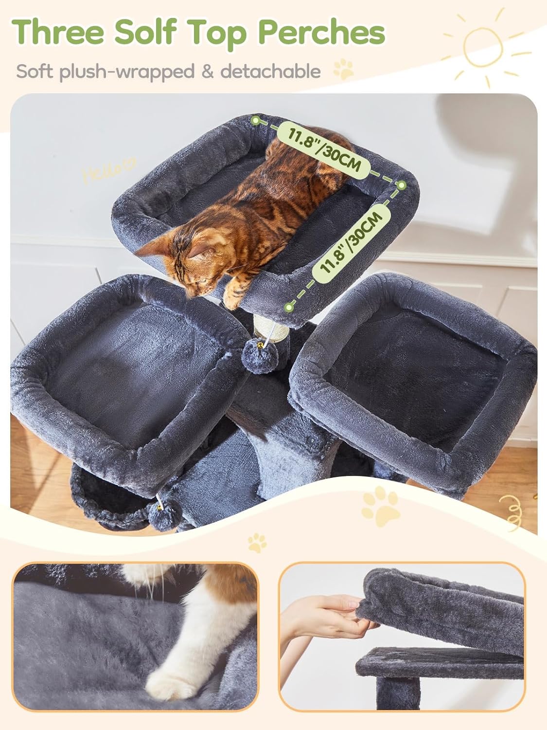 Taoqimiao 76-Inch Cat Tree XXL for Large Cats, Giant Cat Tower with Sc