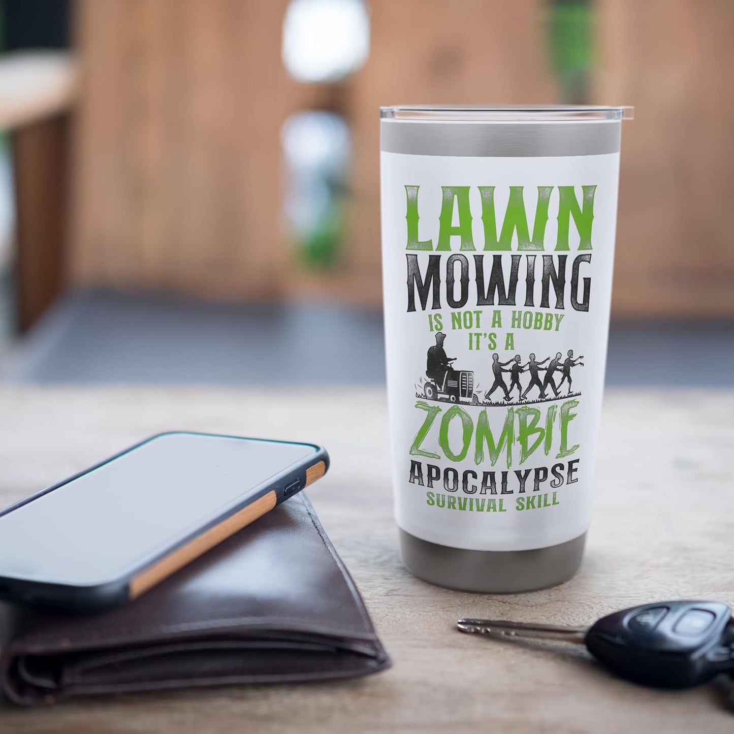 Lawn Mower Mowing Dad Father Landscaper Zombie Tractor Lawn Stainless Steel Insulated Tumbler