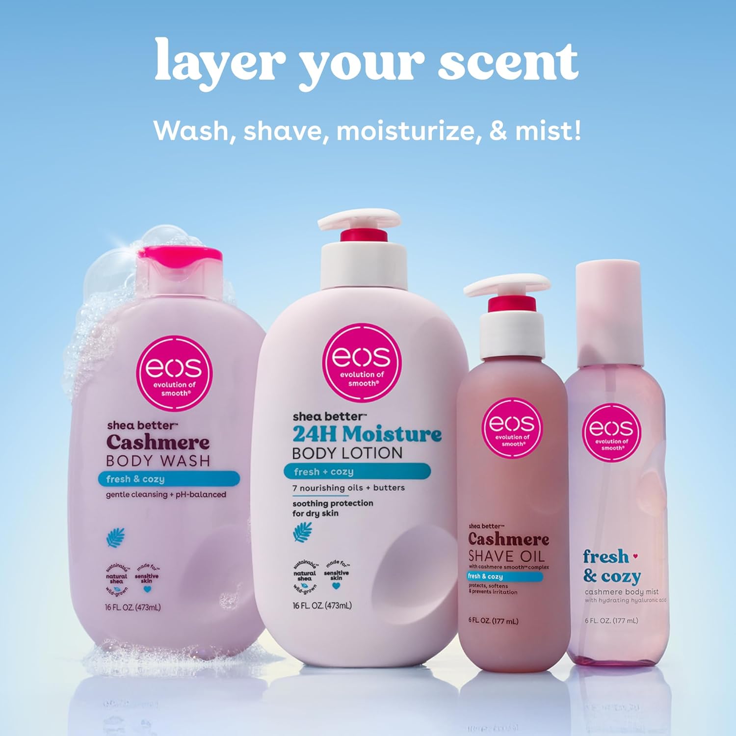 eos Cashmere Shave Oil – Fresh & Cozy, Moisturizing Shave Oil with She