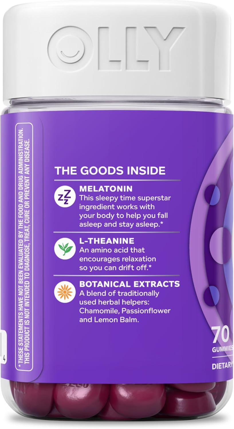 OLLY Sleep Gummy, 3 mg Melatonin, L-Theanine, Chamomile, Lemon Balm, S