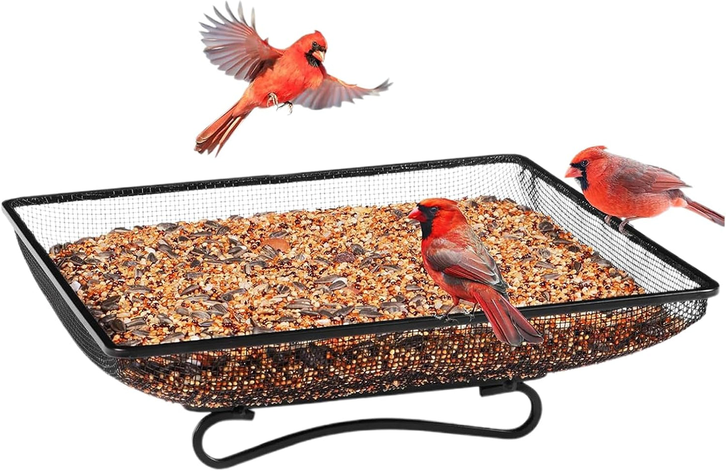Ground Feeder for Birds,Square Mesh Anti-Tip Feeding - Flat Bird Feede