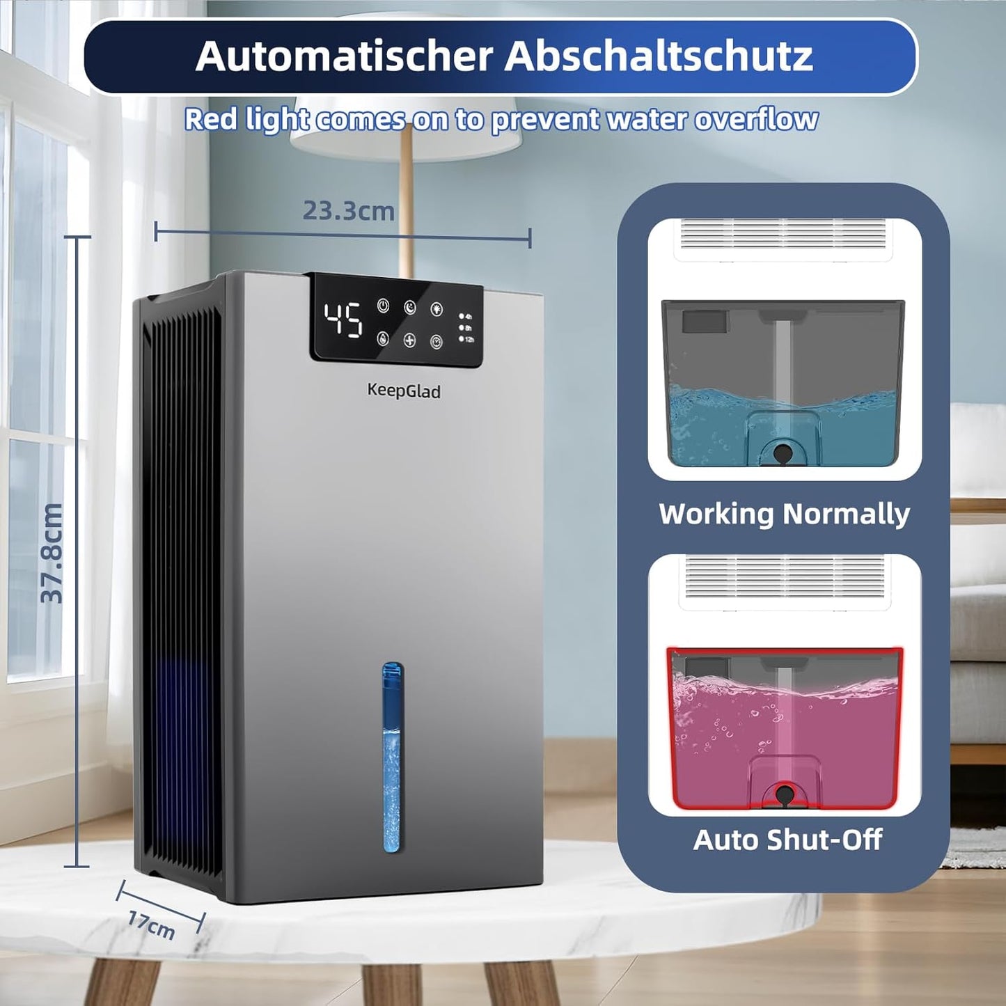 Dehumidifier, 98OZ Dehumidifiers for Home(1000sq.ft), Humidity Display Dehumidifier for Basement Bathroom Bedroom, Auto Shut Off, Washable Filter, Drain Hose, Timer, 7 Ambient Lights, Gray