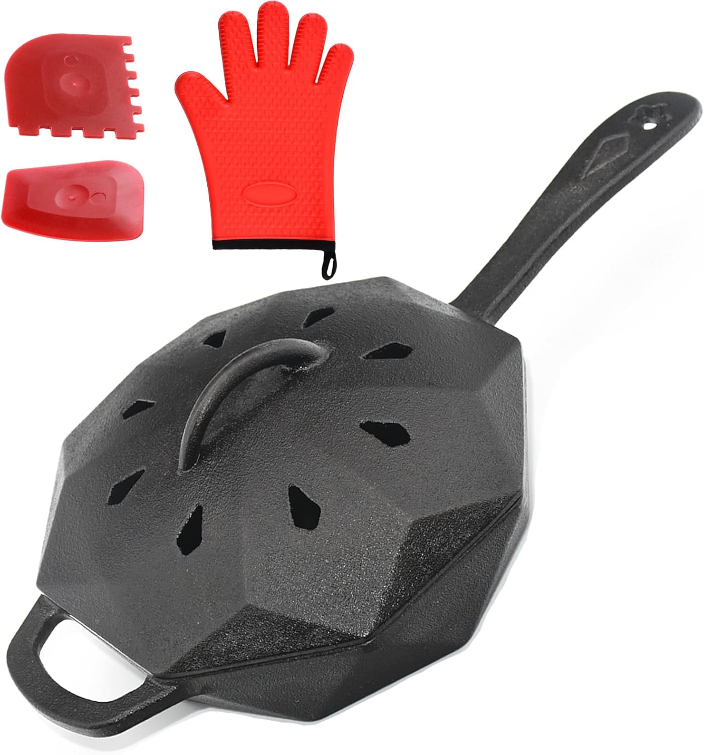 Cast Iron Skillet with Lid Pre-seasoned Cast Iron Pans, Smoker Box for