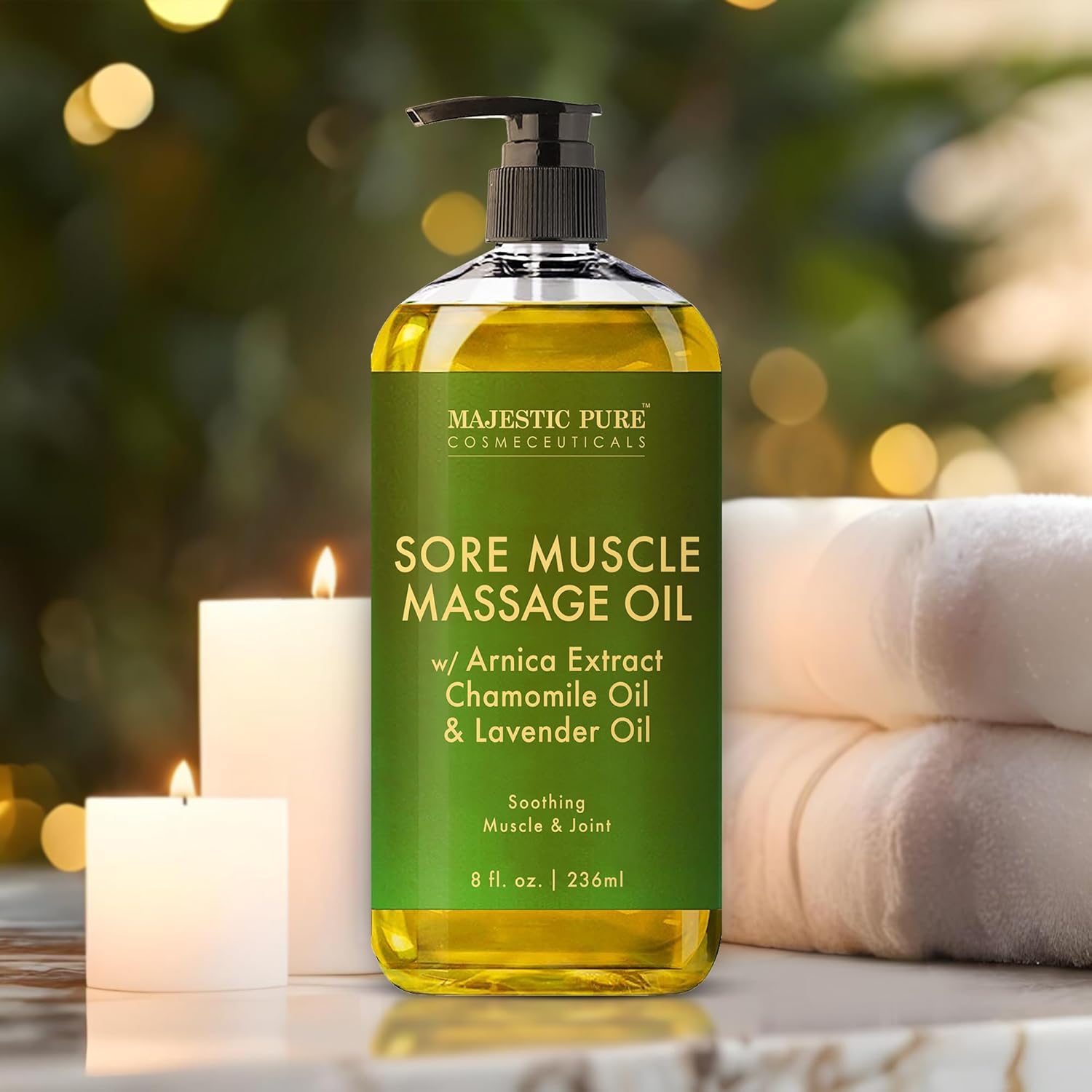 MAJESTIC PURE Arnica Sore Muscle Massage Oil for Massage Therapy - Ref