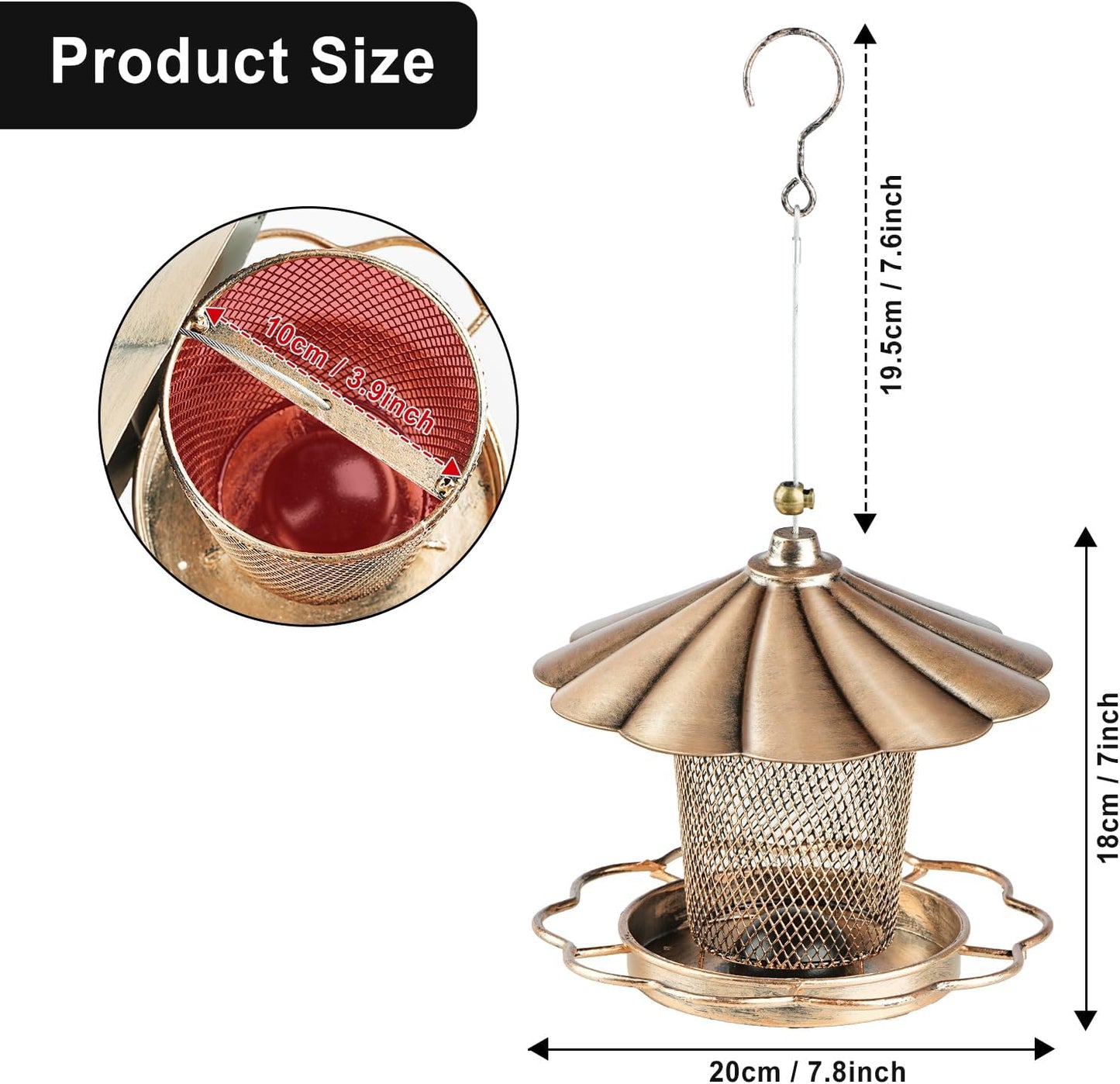 LBTING Bird Feeder for Outdoor, Squirrel Proof Metal Wild Bird Feeder 