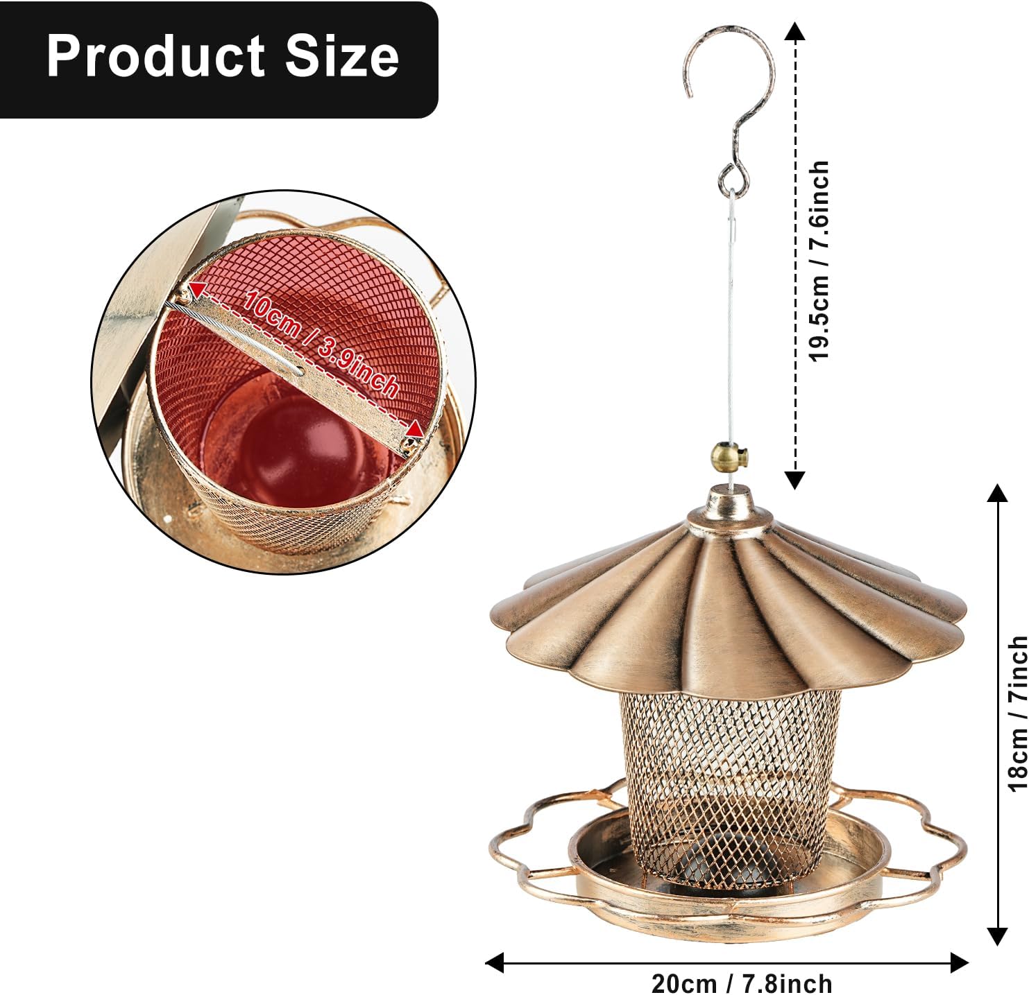 LBTING Bird Feeder for Outdoor, Squirrel Proof Metal Wild Bird Feeder 