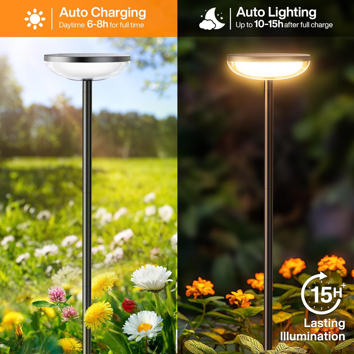 Solar Pathway Lights Outdoor, 6 Pack Tall Solar Garden Lights Outdoor 