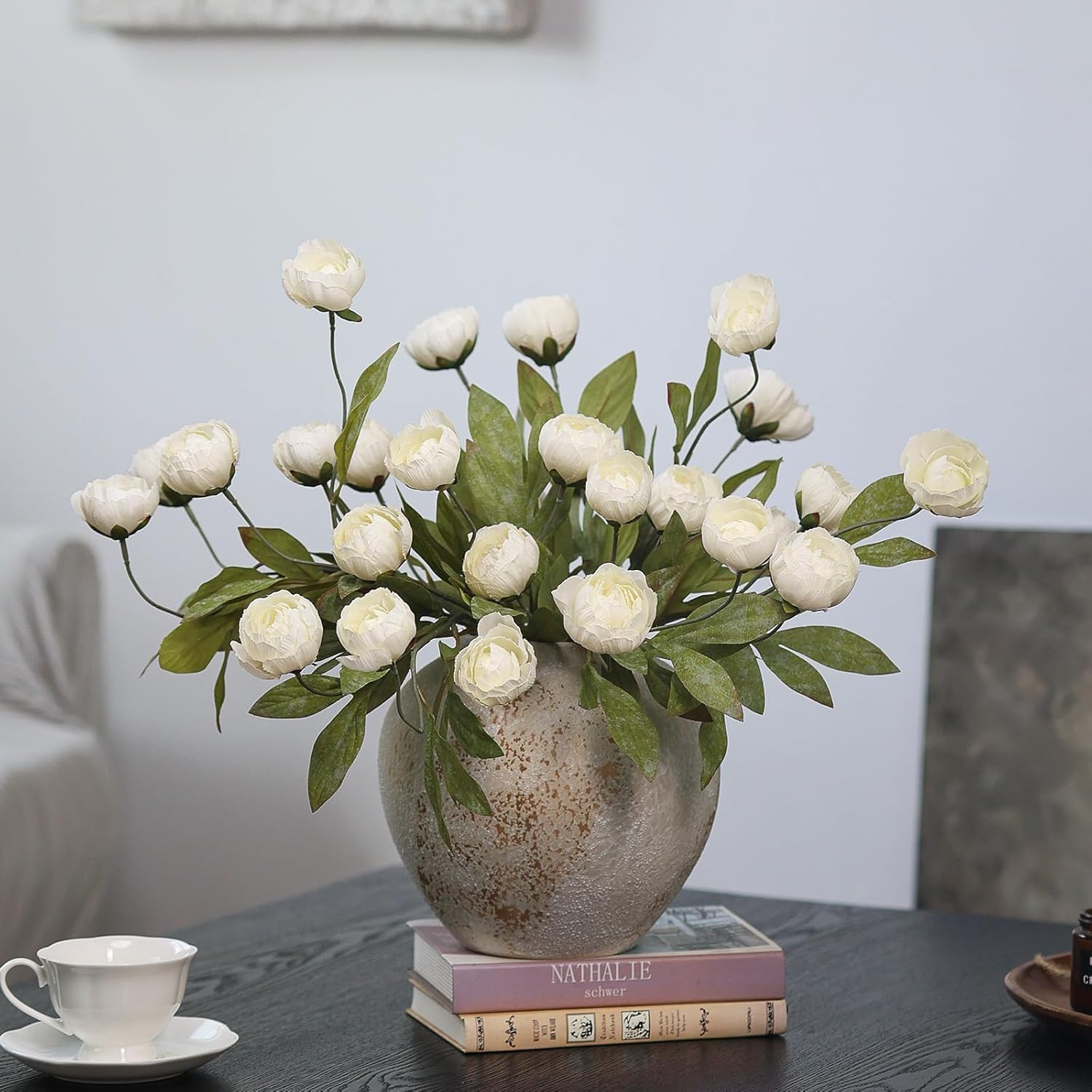 VIERENA 6 Pcs Faux Silk Peony Artificial Flowers for Vase -27", Bulk F