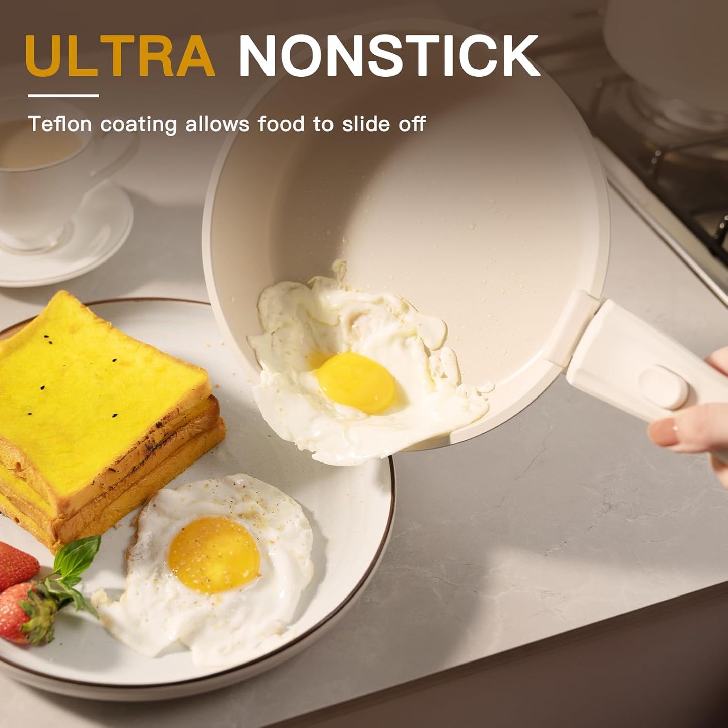 Astercook 23 Pcs Pots and Pans Non Stick Ceramic Cookware Set Detachab