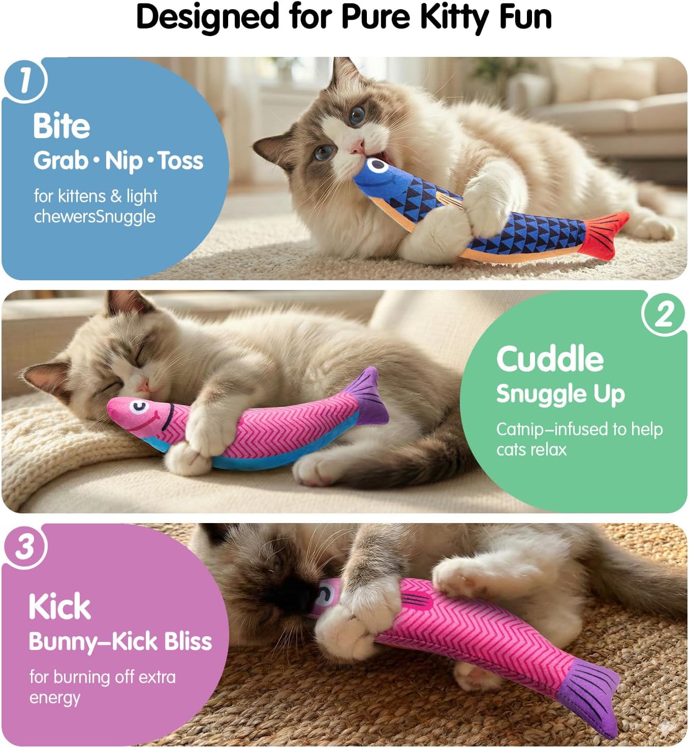 PetBusy Cat Toys with[5000mg A+Natural Catnip &Silvervine] [Baby Grade