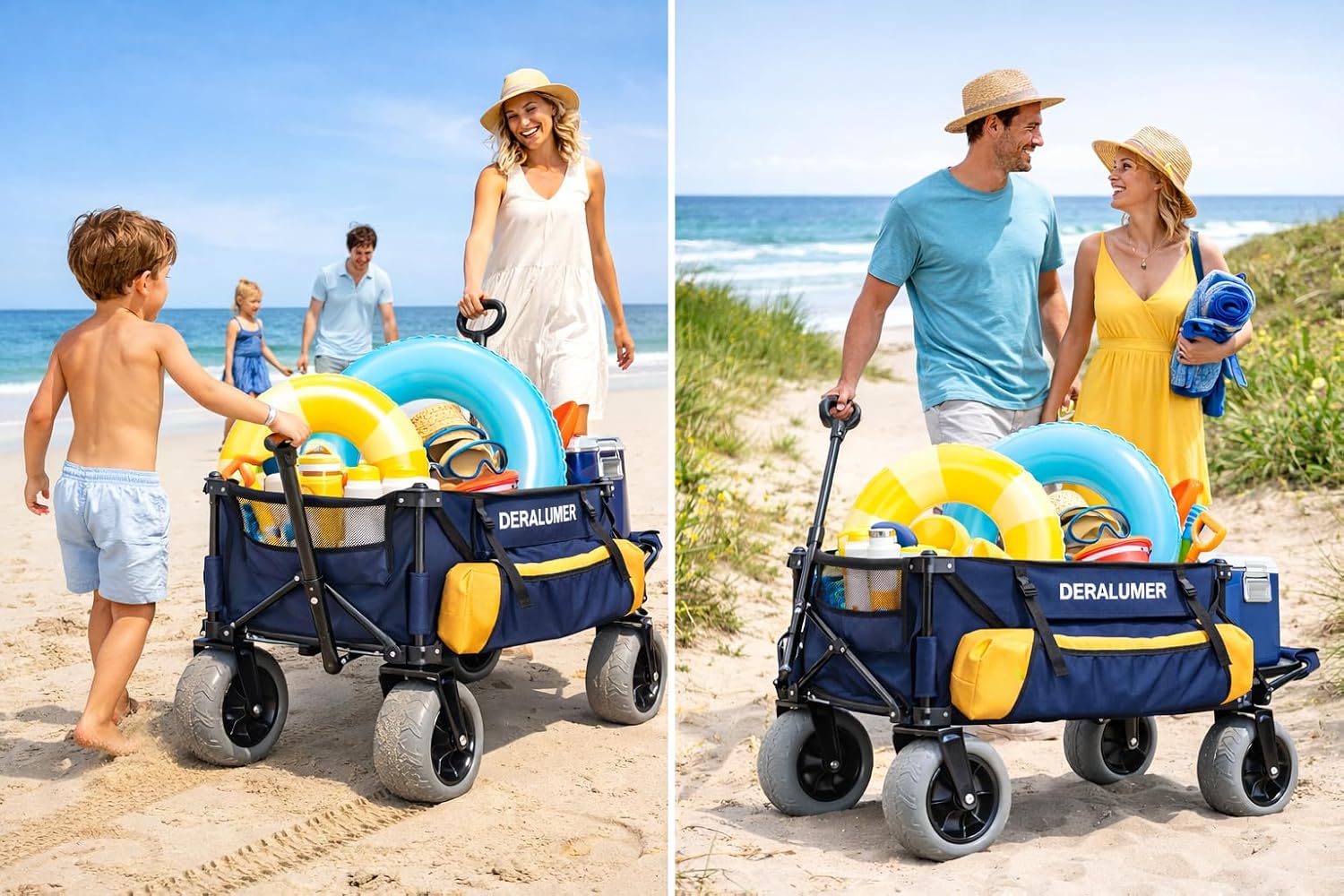 X900 Beach Wagon for Sand with 9"×4" Big Wheels, 48" Extra Large Heavy