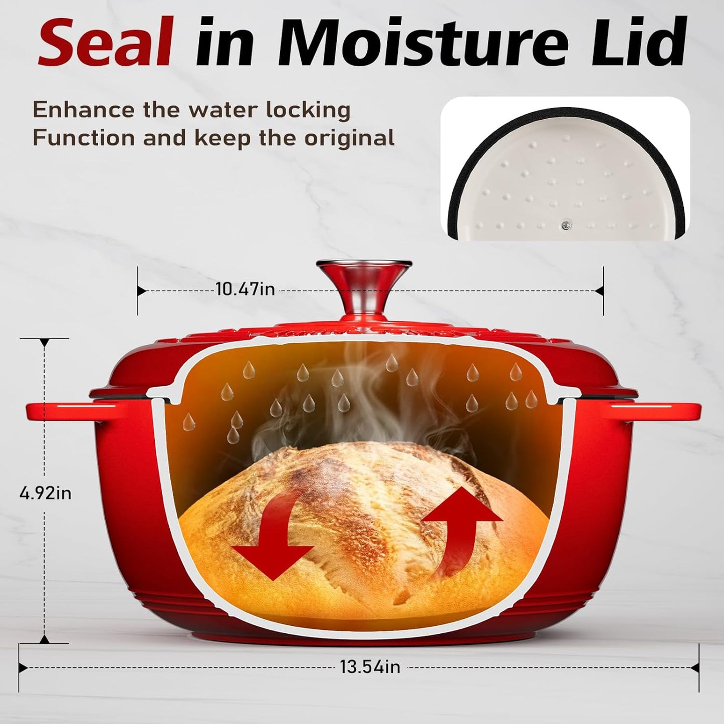 Umite Chef 6QT Enameled Cast Iron Dutch Oven with Lid, Versatile Heavy