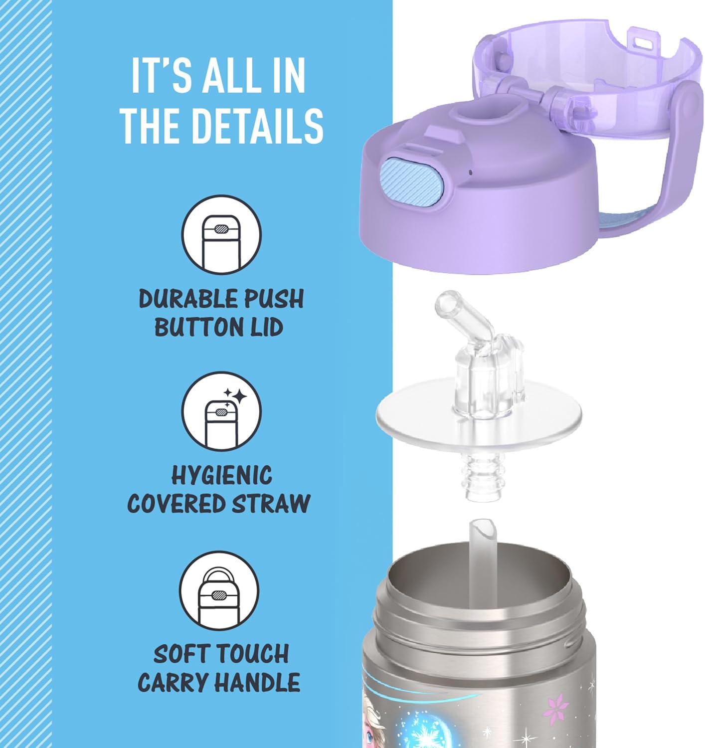 THERMOS FUNTAINER Water Bottle with Straw - 12 Ounce - Kids Stainless 
